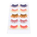 5 Pairs 6D Colored False Eyelashes, Cosplay Kit Colorful False Eyelashes Mixed Style Reusable Gradient Long Curled Soft Colored False Eyelashes for Halloween Christmas Stage Show