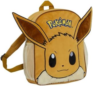 Pokemon Backpack Eevee Bag 3D Plush Kids Character School Rucksack Lunch Book Bag, Brown, One Size