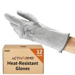 Ansell ActivArmr Heat Resistant Nitrile Gloves, Industry Safe PPE, Special Mechanics & Chemical Use, Professional Protective Gloves, Grey, Large, 12 Pairs