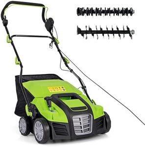TANGZON 2000W 2-in-1 Electric Lawn Scarifier and Aerator, Garden Grass Dethatcher Rake with 40cm Working Width, 3-Position Height, 5-Position Depth Adjustment, Scarifier Weeder (Green & Black)
