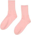 SHENHE Women's Ribbed Knit Cushioned Athletic Running Mid Calf Crew Socks Pink one-size