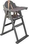 Safetots Deluxe Putaway Folding Wooden High Chair, Grey, Highchair for Baby and Toddler, Pre-Assembled, Stylish, Practical, and Space Saving High Chair