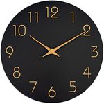 Mosewa 12 Inch Black Wall Clock Battery Operated Silent Non-Ticking - Modern Simple Minimalist Clock Decorative for Kitchen,Bedroom,Home Office,Bathroom,Living Room