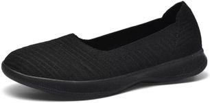konhill Women's Slip on Loafers - Comfy Walking Tennis Low-Top Ballet Flat Nurse Shoes Casual Sneakers,Wide, 5.5 US All Black,36