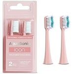 AquaSonic Icon Replacement Brush Heads | Compatible with AquaSonic Icon Toothbrush | 2 Brush Heads | for Normal & Sensitive Teeth (Blush)