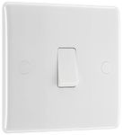 BG Electrical Single Wall Light Switch, 2 Way, Round Edge, Nexus 800 Series, White Moulded, 20A, 16AX, 812