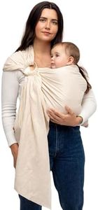 WildBird - Ring Sling Baby Carrier - 0-36 Months (up to 35 lbs) - Standard (74") Sparrow & Gold Ring - Front, Hip or Back Carry - Adjustable Fit - Natural Linen - Baby Essentials - New Mom Gifts