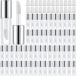 100 Pieces Clear Mini Lip Gloss Tube Refillable Empty Lip Balm Containers Bottles Transparent Mini Lipstick Containers for Women Girls DIY Makeup,1.2 ml (Silver)