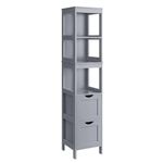 VASAGLE Bathroom Cabinet Stand Storage Cabinet 2 Drawer Chest 3 Open Compartments Bathroom Living Room Kitchen Furniture Dove Grey BBC066G02