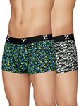 XYXX Men's Modal Relaxed Trunks (Pack of 2) (XYTRNK2PCKN219S_Camo Monocrom+Lightning Bolt_S)