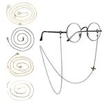 Arqumi 5 Pieces Eyeglass Chains for Women, 28 Inch, Stylish Glasses Lanyard Eyewear Retainer Chain, Gold & Black, 28 Inch