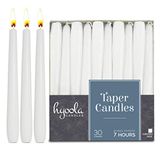 Tall Taper Candles - Tapered Candles - White Dripless Candle Sticks - 8 Inch - 7 Hour Burn Time (30-Pack)