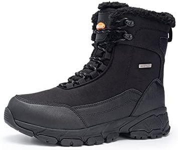 SHULOOK Men's Snow Boots Waterproof Warm Fur Lined Winter Hiking Boot Non-slip Outdoor Ankle High-top Shoes Work Hiker Trekking Trail, Black, 11