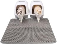Mhoexza Cat Litter Mat, Double Layer Litter Trapping Mat, Gray (47" x 35")