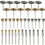 Diy Crafts 36 Piece Brass Steel Wire Brush Polishing Wheels Full Kit for Dremel Rotary Tools Do It Your Self Dirt Rust Remover (Multicolor)