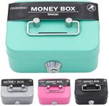 WADY Small Cash Box With Lock And Slot - Locking Small Steel Cash Box without Money Tray, Metal Coin Bank Piggy Bank, Safe And Sturdy Petty Cash Tin Coin Bank With 2 Keys Gifts For Kids Adults (Green)