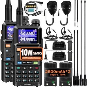 BAOFENG UV-5RM 10W Handheld Ham Radio Long Range, Portable Two Way Radio with 2500mAh Type-C Charging Battery, Rechargeable 5RM Multi-Band Walkie Talkies for Adults (2 Pack)