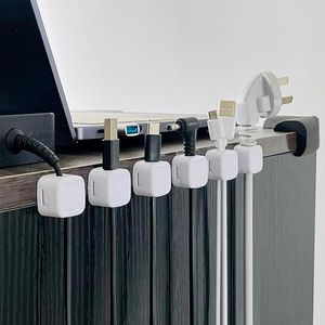YTDSUP Cord Organizer 6 Pack, Strong Adhesive Desk Cable Management Easy Open, Harging Cords Wire Holder Organizer Neatly for Office - Car - Desk - Nightstand - Home (Upgraded-White)