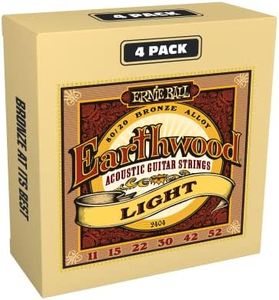 Ernie Ball Earthwood Light 80/20 Bronze Acoustic Guitar Strings 4-Pack - 11-52 Gauge