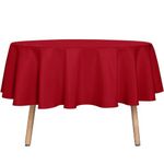 sancua Round Tablecloth - 70 Inch - Water Resistant Spill Proof Washable Polyester Table Linen Decorative Fabric Table Cover for Dining Table, Buffet Parties and Camping, Red