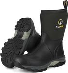 Kalkal Rubber Boots for Men, Waterproof Mid Calf Mens Rain Boots, 6mm Neoprene Insulated Mens Rubber Work Boots for Hunting Gardening Farming Fishing Mud Working, Size 8-13