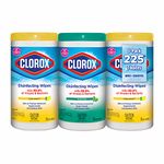 Clorox Disinfecting Wipes, Multi-Pack of 3 Canisters, 2 Crisp Lemon and 1 Fresh Scent