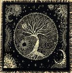 Indian Consigners Tree of Life Altar Cloth Tapestry Tablecloth Celtic Trees Ritual Spiritual cloth for Sacred Places, Cotton Square Tarot table cover