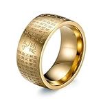 Stfery Wedding Rings Unisex, Men Rings Fashion Stainless Steel Heart Sutra Gold R 1/2 Western Jewelry Decor Gifts for Couples Jewelry Accessories