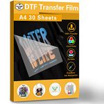 One More Buck Dtf Transfer A4 30 Sheets, Matte Clear Pretreat Sheets Pet Heat Transfer Paper For Dyi, Direct To Film Print On Any Textile