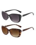 JM 2 Pack Women's Bifocal Reading Sunglasses, Vintage Reader Glasses Outdoor Sun Readers Black&Tortoise +2.0