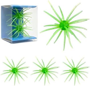 4Pcs Floating Sea Urchin Soft Bait, 4.33 in TPR Creature Lure with Reflective Stars, Lure Bait for Black Pits, Bass Fishing Drop Shot Wacky Rig Neko Rig (Green)