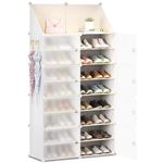 HOMCENT Shoes Storage Cabinet, Shoes Rack with Doors, DIY Adjustable Expandable Shoes Organizer, Easy Assembly for storaging Shoes(2X8 Levels)(White)