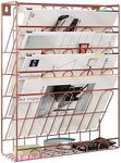 PAG 5-Tier Metal Wall Mounted File Holder Magazine Organizer for Home Offices and Desks (Rose Gold)