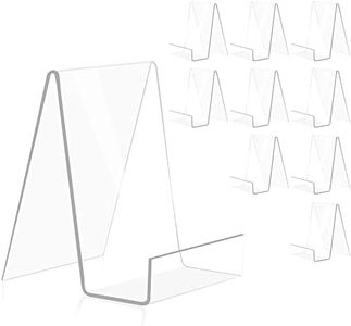 10 Pack Acrylic Book Stand Thickened Clear Book Display Easel Holder for Displaying Tablets Newspaper Magazines Notebooks Textbooks CDs (Clear-Large+Small)