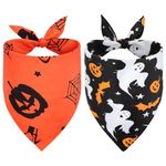 Vivifying Halloween Dog Bandanas, 2 Pack Spooky and Pumpkin Halloween Accessories for Pets, Dog Scarf Costume for Trick-or-Treating, Photo Prop, and Party Decor (X-Large, Orange & Black)