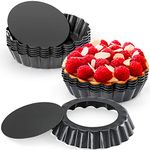 Cyimi 12 PCS 4 Inch Mini Tart Pan, Nonstick Mini Tart Tins with Removable Bottom, Reusable Egg Tart Mold Bakeware Set, Round Quiche Tartlet Pan for Pie, Baking, Cheese Cake,Desserts