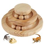 TSKDKIT Cat Toy Roller Exerciser Fun Cat Toy Indoor Pet Interactive Toy Bamboo Cat Ball Toy with Double Layer Rail, Teaser Cat Ball Toy for Kitten Puppy etc