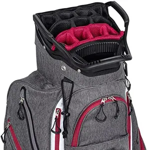 Founders Club Franklin Golf Push Cart Bag -Riding Cart Bag -Full Bag Rain Cover -Secure Push Cart Base -Light Weight -15 Way Full Length Divider-External Putter Tube-Embroidery Panel (Wine)