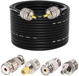 YOTENKO Ham Radio Coax Cable, RG58 50 Ohm, 23M (75FT), PL259 Male to SO239 Female, with 4-Pack Adapters (SMA/UHF/BNC/SO239), for CB, Amateur, Ham Radio Antenna