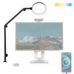 Lume Cube Edge 2.0 LED Desk Lamp | Dimmable Home Office Desk Light with USB Charging Port & Strong Swing Arm | Adjustable Color Temperature and Brightness | Circle Webcam Light - Black