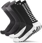 LUX Anti Slip Socks - Non Slip Football/Hockey Sports Socks - 2 Pack Black V1 & V2