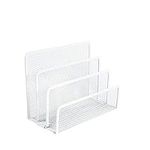 VANRA Small Letter Sorter Desktop File Holder Organizer Metal Mesh with 3 Vertical Upright Compartments (White)