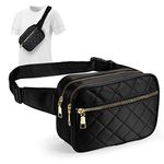 Jueachy Bum Bag Rhombic Bumbag for Ladies Nylon Water Resistant Bumbag 47.3" Fanny Pack for Women Black Waist Belt Bag Hip Chest Bag Multi Pockets Fashion Hiking Waist Packs Festival Travel Running