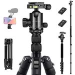 JOILCAN 81ââ‚¬Â Tripod, Aluminum Camera Tripod for DSLR, Compact Tripod Monopod 360Ã‚° Panorama Ball Head with 2 Quick Release Plates, 16.5ââ‚¬Â When Folded, 25 lbs Loads - Black