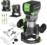 WORKPRO 20V Cordless Compact Router Tool, 6 Variable Speeds up to 30,000RPM Wood Router for Chamfering, Slotting, Trimming, with Multi-Angle Adjustable, Straight, Dual-Handle Base and Multiple Bits