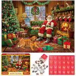 Advent Calendar 2024 Christmas Jigsaw Puzzles- 24 Boxes 1008 Pieces Santa's Festive Fireplace in Warm Holiday Puzzles for Adults Kids Gift for Countdown to Christmas Puzzles Decoration