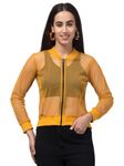 LLL FASHION Women's Zip Up Light Weight Long Sleeve Mesh Bomber Jacket For Summer (M, Yellow)