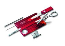 Victorinox Swiss Card Lite, Swiss Made Pocket Tool, 13 Functions, LED, Magnifier, Red Transparent