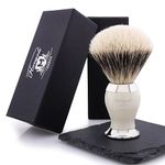 100% Badger Hair Shaving Brush with Ivory & Metal Colour Base for Men's. Suits All Skin Types.