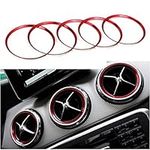 BoGoo 5 Pcs/Set Red Air Vent Air Conditioning Outlet Vent Ring Trim Cover compatible for Mercedes Benz A B CLA GLA Class Cars